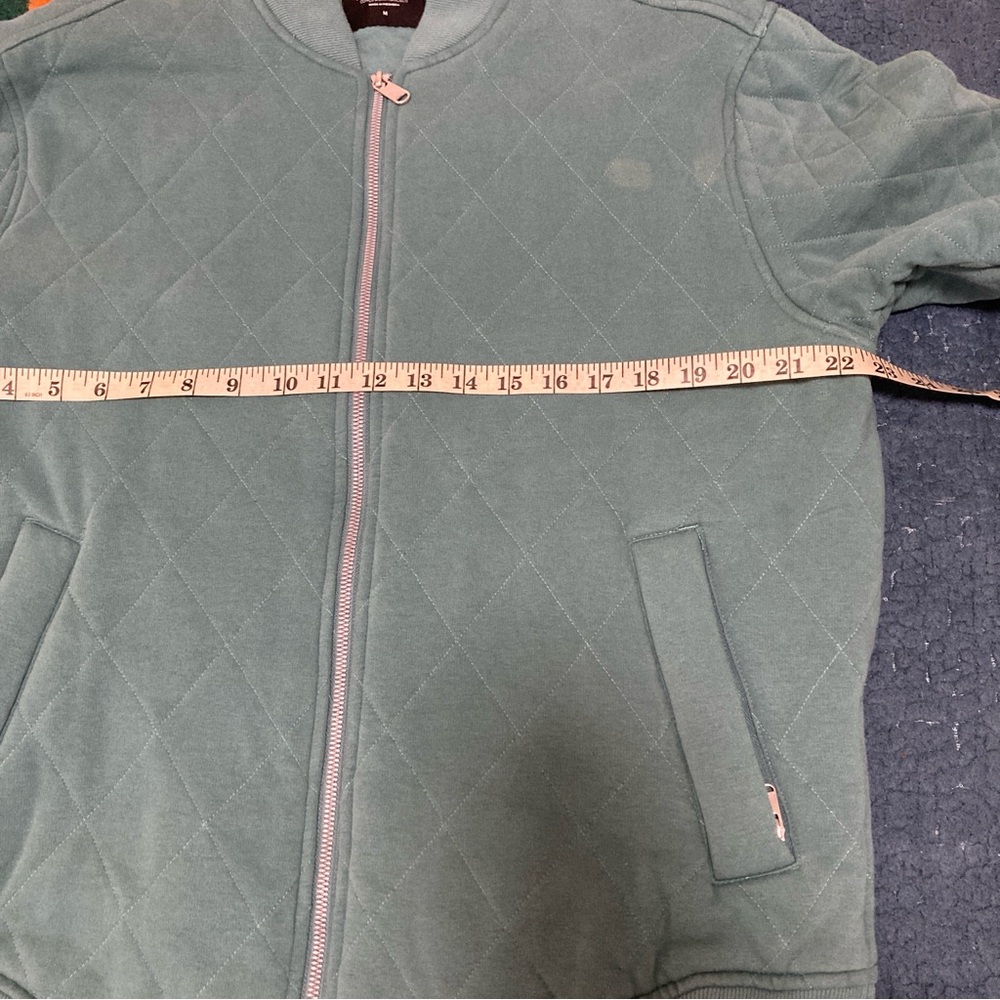 Athleta Women Jacket M Retroplush Bomber Jacket Teal Full Zip Up Quilted Green - Picture 15 of 16